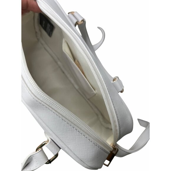 Like Dreams Mini White Vegan Leather Shoulder Bag With Teddy Bear Charm - Picture 11 of 11